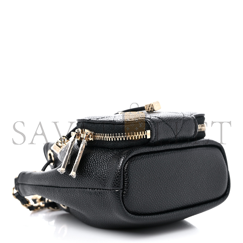 Ch*el caviar quilted mini cc pocket bucket bag black ap2913 (11*10*4cm)